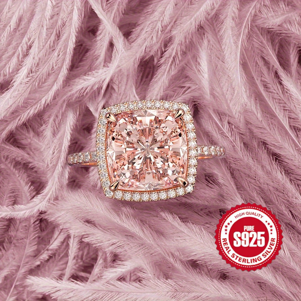 Срібне кільце з рожевою мозаїкою 5 карат