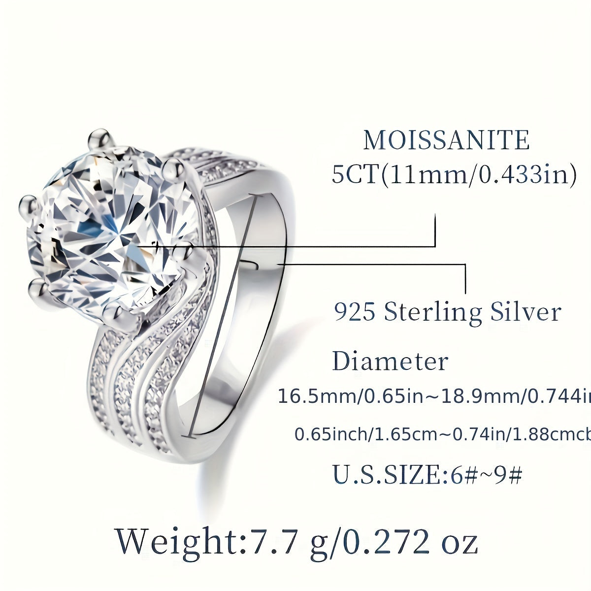 Elegant engagement ring with moissanite